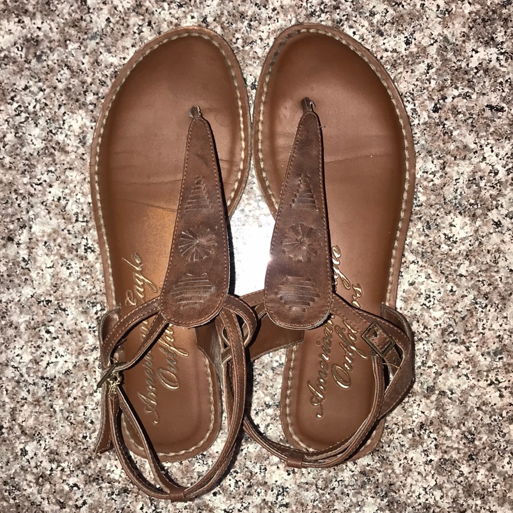 Brown American Eagle Aztec Sandals